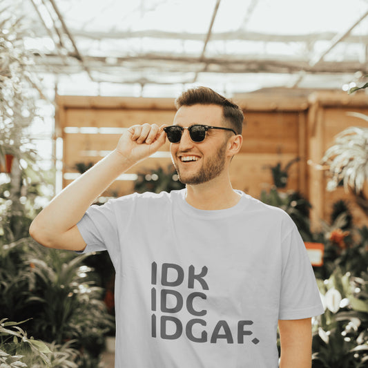 Men’s Classic Crew Neck T-Shirt – “IDK IDC IDGAF”